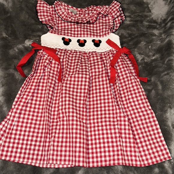 Honey Bean red gingham smocked Disney Minnie dress new - Picture 2 of 3